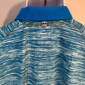 Under Armour Men's blue & white Iso-Chill drop cut s/s polo shirt Large L EUC